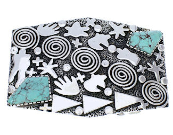 Silver Bear And Hand Turquoise Southwestern Belt Buckle PX29082